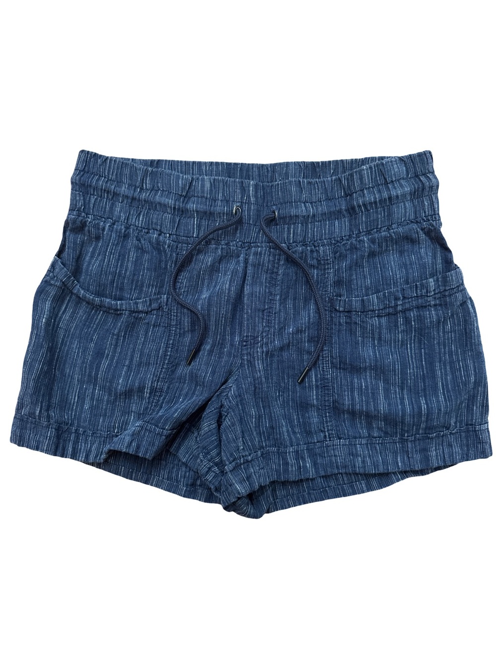 Athleta Cabo Linen Shorts Women's Size 6 Pockets Stretch Drawstring Summer Blue